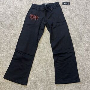 Ed Hardy Black Sweatpants with Red Logo